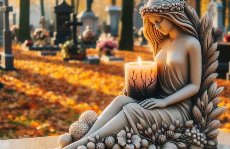 Znicz lampion anioł