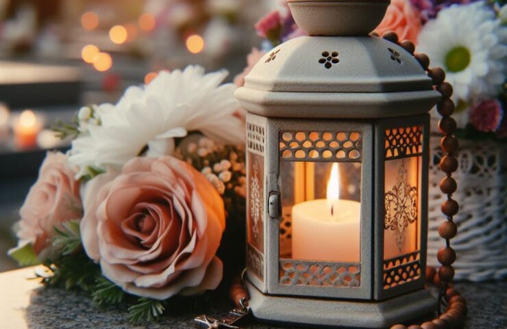 Znicz lampion biały