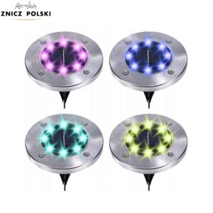 Zestaw 4 lampek solarnych najazdowych RGB