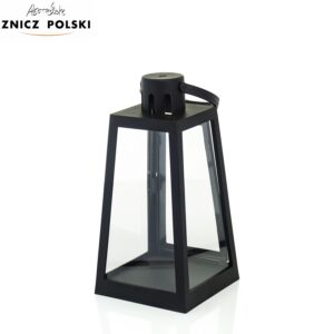 Czarna latarenka stożek na wkłady LED do domu i ogrodu 20cm