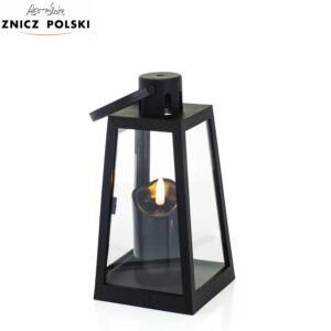 Czarna latarenka stożek na wkłady LED do domu i ogrodu 20cm