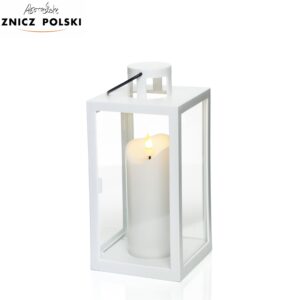 Biała latarenka na wkłady LED do domu i ogrodu 21cm