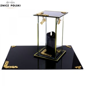 Czarna szklana podstawa nagrobna na znicze GLASS DEKOR