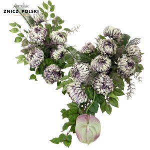 Komplet kompozycji cmentarnej z brudnofiloetowych kwiatów chryzantem 100cm