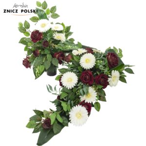 Elegancki komplet kompozycji nagrobnej z czerwonymi różami 90cm