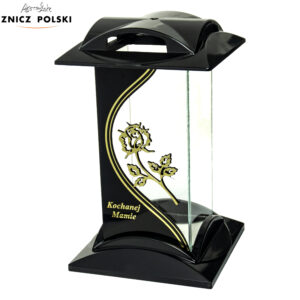 Stylowy elegancki czarno-złoty znicz dla mamy KWADRAT PC8 FALA MAMIE