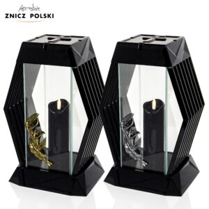 Nowoczesny elegancki geometryczny znicz z kwiatem kalli LAMEL KALLA