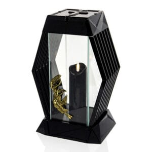 Nowoczesny elegancki geometryczny znicz z kwiatem kalli LAMEL KALLA