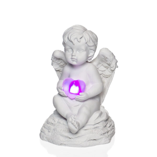 Figurka LED aniołka z kolorowym świecącym serduszkiem