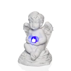 Figurka LED aniołka z kolorowym świecącym serduszkiem