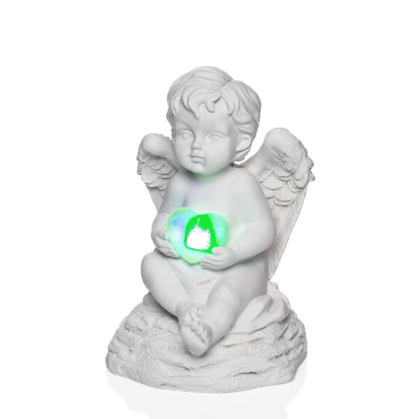 Figurka LED aniołka z kolorowym świecącym serduszkiem