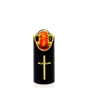 Wkład ledowy do zniczy czarny ze złotym wnętrzem i krzyżem 12cm