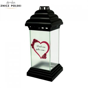 Znicz kapliczka z napisem w sercu "Dzieli nas tylko czas"