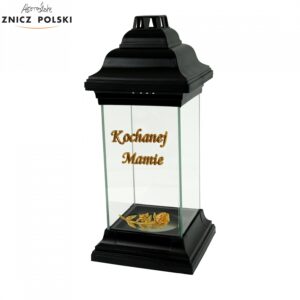 Znicz kapliczka z dedykacją dla Mamy ze złotymi napisami LS2 MAMIE BLACK GOLD