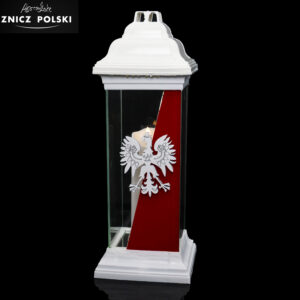 Wysoki smukły znicz w narodowych barwach z orłem LSW38 KWADRAT NARODOWY