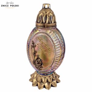 Tradycyjny szklany złoty znicz tęczowy z dedykacją dla babci