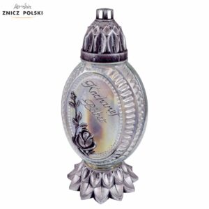 Tradycyjny szklany srebrny znicz tęczowy z dedykacją dla babci