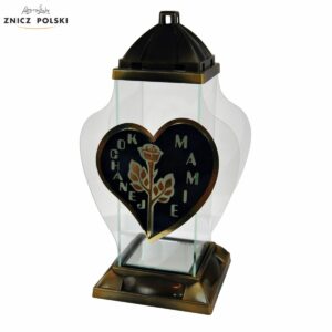 Złoty znicz z dedykacją dla mamy SERCE RÓŻA MAMIE