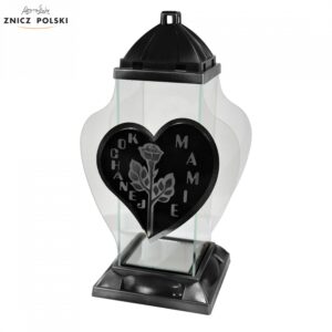 Srebrny znicz z dedykacją dla mamy SERCE RÓŻA MAMIE
