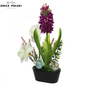 Ciemny hiacynt wielkanocny w czarnej donicy ceramicznej