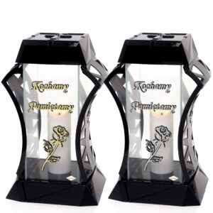 Nowoczesny znicz o niebanalnej formie z symbolem róży