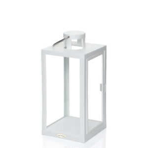 Biała latarenka na wkłady LED do domu i ogrodu 21cm