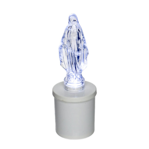 Wkład LED do zniczy w formie kryształowej Matki Boskiej - zimny biały lub niebieski