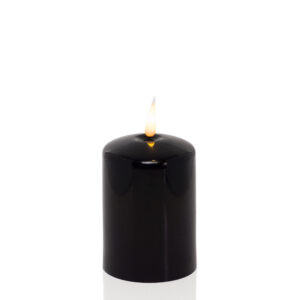 Świeca LED na baterie AA wysokość 13cm, 15cm lub 18cm migający płomień czarna