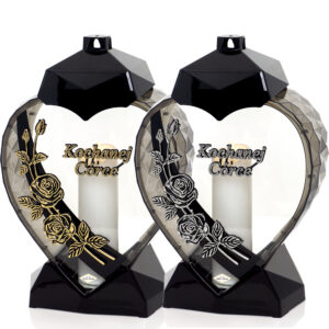 Elegancki znicz w kształcie serca z kwiatem róży dla Córki