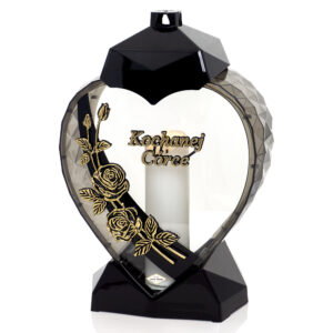 Elegancki znicz w kształcie serca z kwiatem róży dla Córki