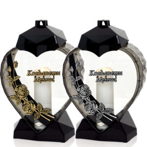 Elegancki znicz w kształcie serca z kwiatem róży dla Męża