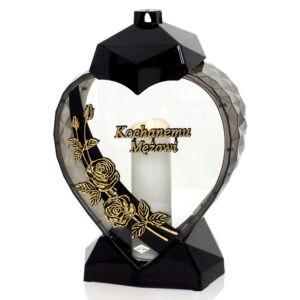 Elegancki znicz w kształcie serca z kwiatem róży dla Męża