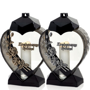 Elegancki znicz w kształcie serca z kwiatem róży dla Syna