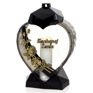 Elegancki znicz w kształcie serca z kwiatem róży dla Żony