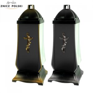 Gustowny wysoki znicz kapliczka z czarno matowego szkła GLASS S2 MAT KRZYŻ