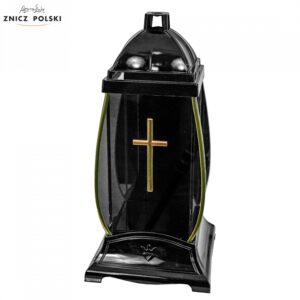 Elegancka kapliczka z czarnym refleksyjnym szkłem i złotymi dodatkami BARYŁKA LUSTRO BLACK