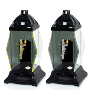 Elegancka czarna kapliczka nagrobna z krzyżem