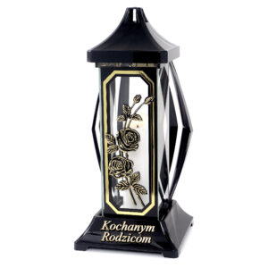 Wysoki 40cm znicz artystyczny dla rodziców z motywem róży