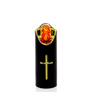 Wkład ledowy do zniczy czarny ze złotym wnętrzem i krzyżem 14,5cm