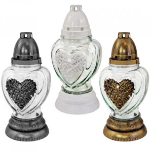 Klasyczny znicz nagrobny w kształcie serca SERCE CIERŃ