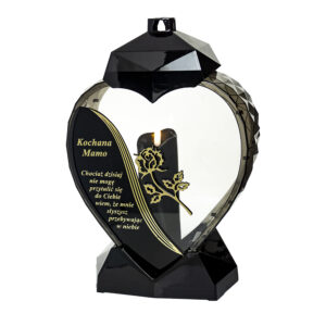 Znicz w kształcie serca z dedykacją dla mamy SERCE WIERSZ RÓŻA