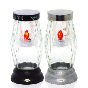 Znicz solarny w formie klasycznego znicza nagrobnego