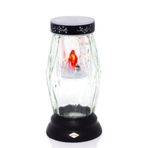 Znicz solarny w formie klasycznego znicza nagrobnego