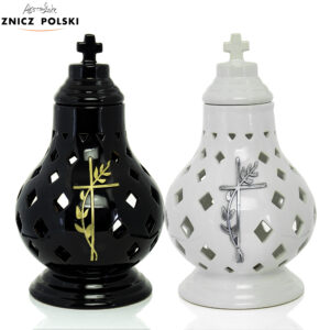 Ceramiczny znicz w kształcie karafy w kolorze czarnym lub białym