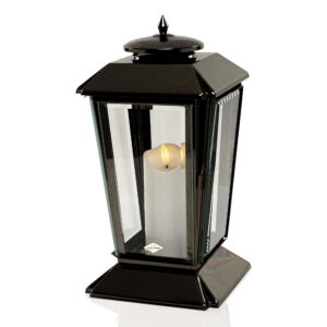 Znicz nagrobny ze stali nierdzewnej kapliczka z drzwiczkami LATARNIA METAL ROMB