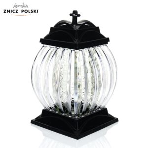 Nowoczesny znicz o niebanalnej stylistyce z wsadem szklanym i ażurem ochronno - ozdobnym | PRYZMAT PASY