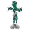 Krzyż stojący metalowy zdobiony żywicą kolorową