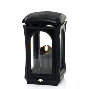 Klasyczna srebrna żywiczna kapliczka znicz nagrobny KWADRAT ŻYWICA DOMEK