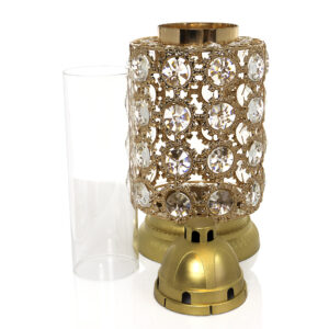 Efektowny złoty znicz z serii premium w formie walca z kryształkami