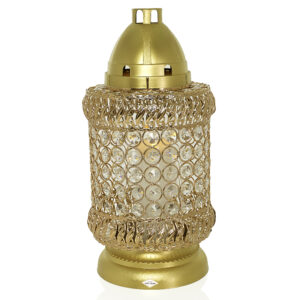 Efektowny złoty znicz z serii premium w formie walca z kryształkami